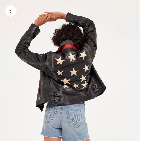 ⭐️Mauritius Leather Moto Jacket w Stars⭐️ - Picture 3 of 16